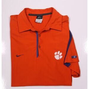 Nike DriFit Clemson Tigers Orange Golf Polo Shirt Men's Large